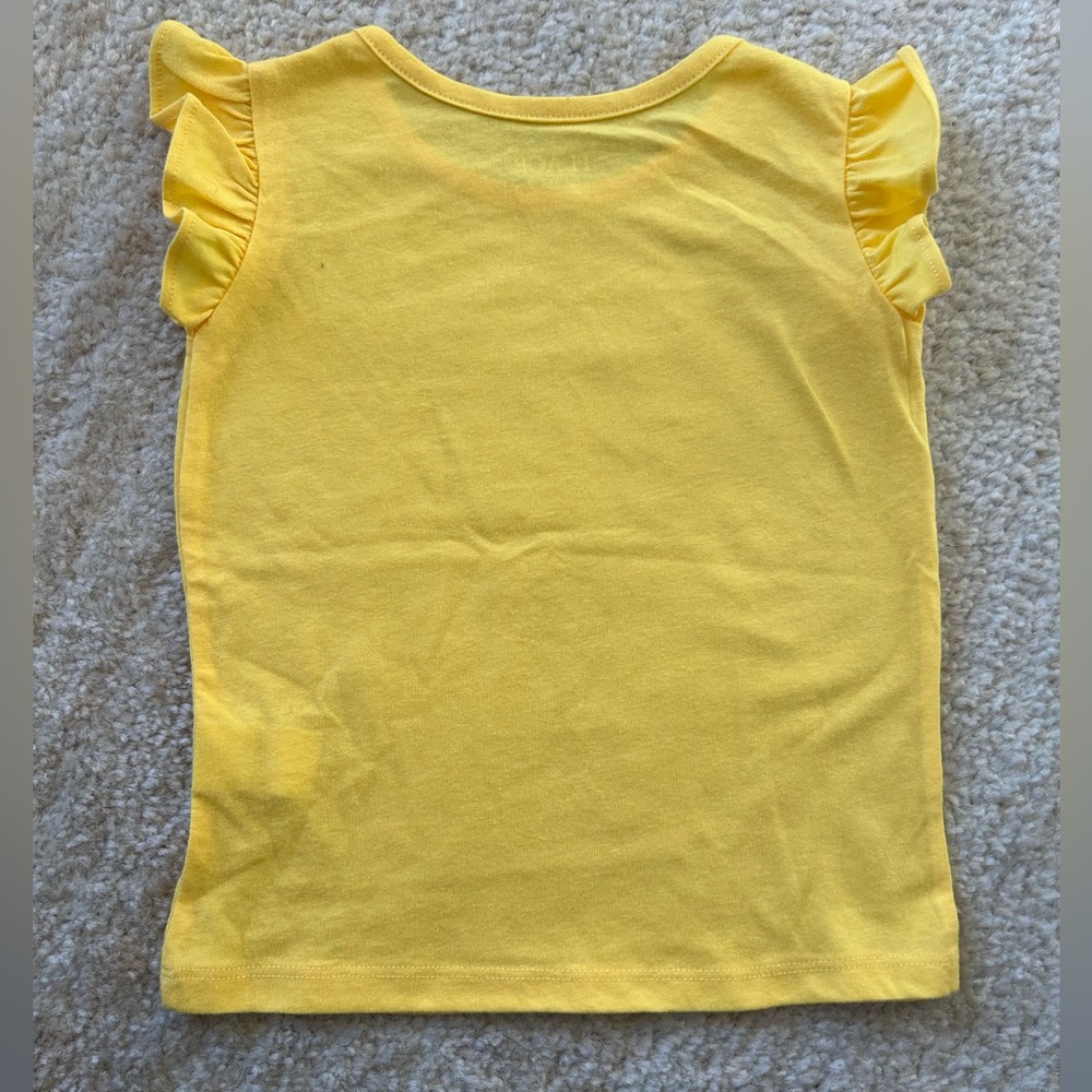 Toddler Girl Summer Set Smiley ๐ Face Denim shorts yellow ruffle sleeve top 3T - Picture 7 of 8